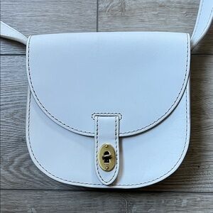 Fossil White Crossbody Bag with Gold Accent